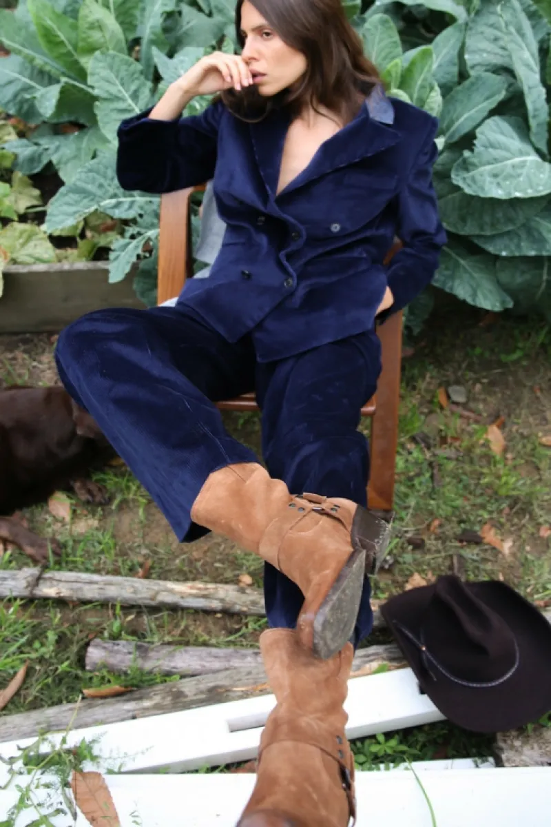 Roy Rogers Capispalla>Blazer Doppiopetto In Velluto BLU