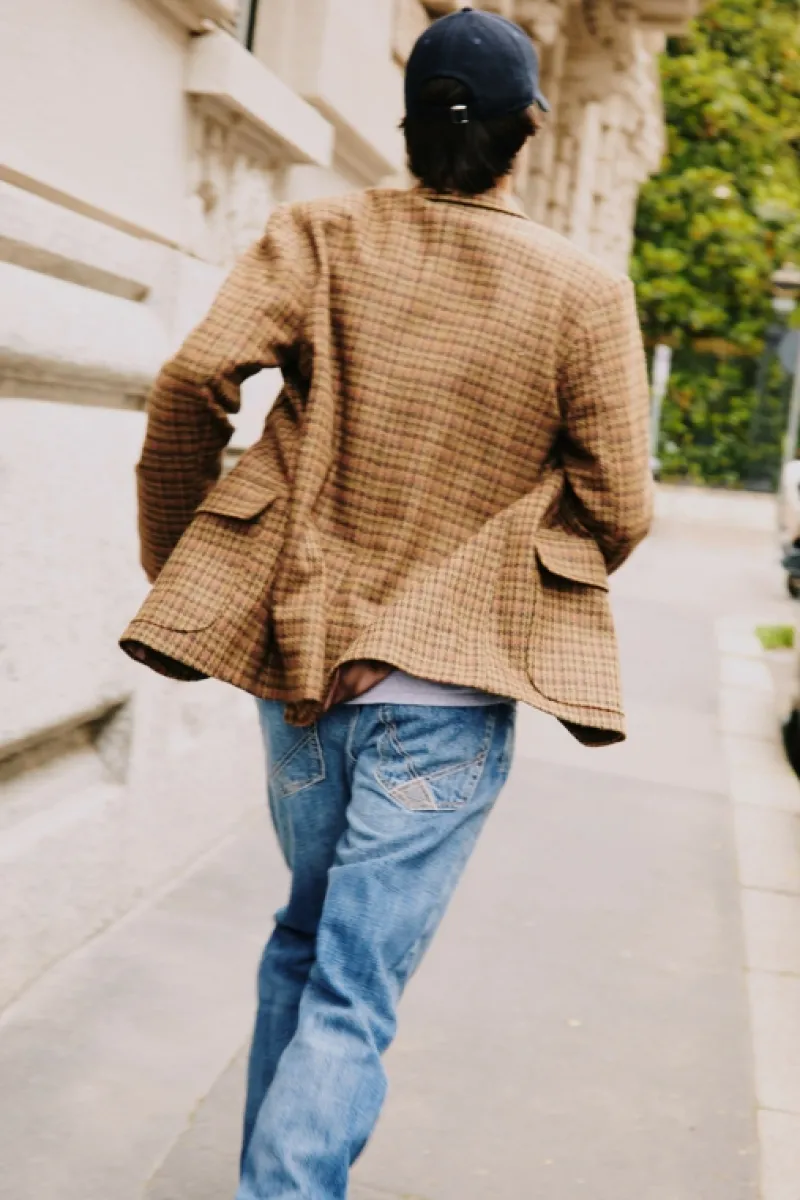 Roy Rogers Capispalla>Blazer New York In Lana Pied De Poule MARRONE