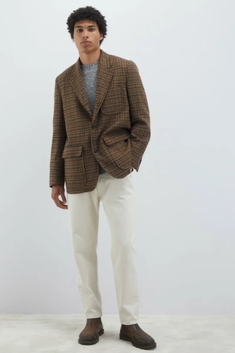 Roy Rogers Capispalla>Blazer New York In Lana Pied De Poule MARRONE