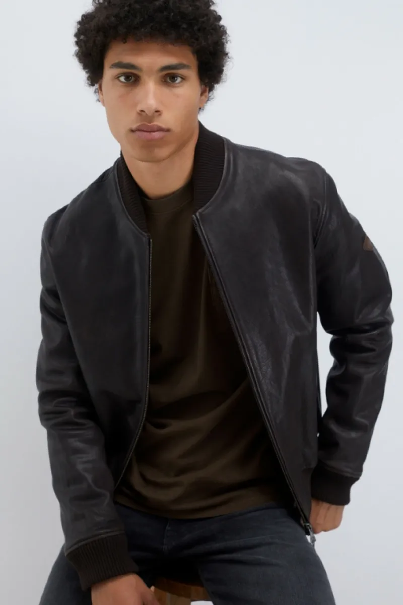 Roy Rogers Capispalla>Bomber In Pelle Vintage MARRONE