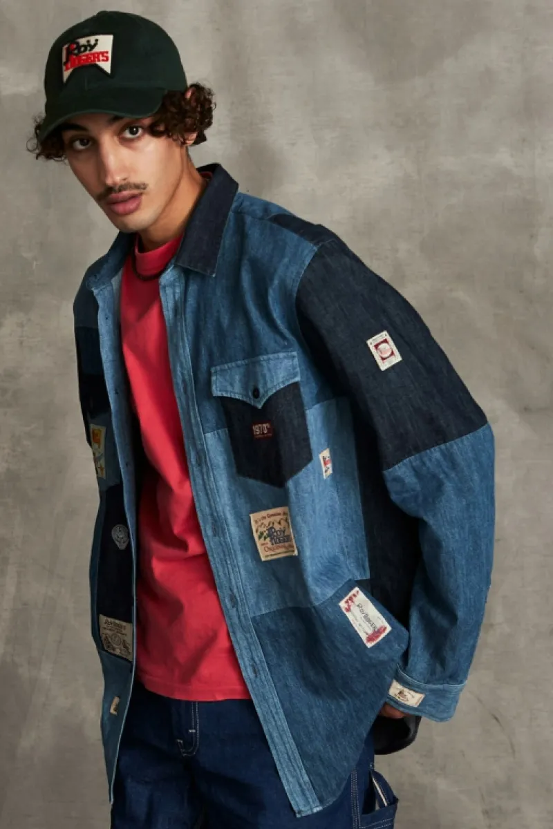 Roy Rogers Camicie>Camicia Kansas Patchwork 70th Denim Rinse BLU