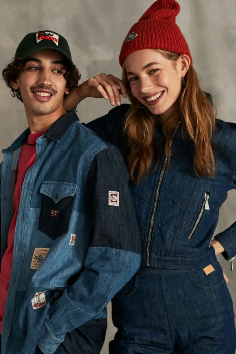 Roy Rogers Camicie>Camicia Kansas Patchwork 70th Denim Rinse BLU