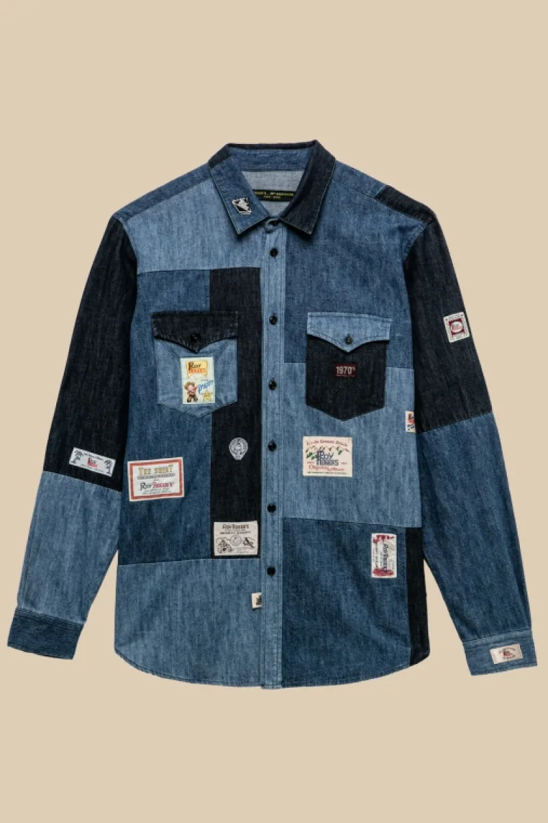 camicia_kansas_patchwork_th_denim_rinse_2.webp Roy Rogers Camicie>Camicia Kansas Patchwork 70th Denim Rinse BLU