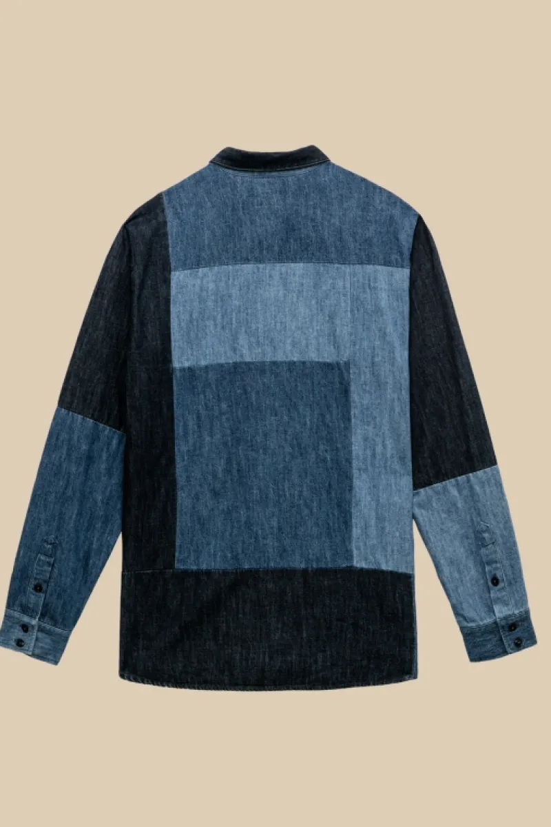 camicia_kansas_patchwork_th_denim_rinse_3.webp Roy Rogers Camicie>Camicia Kansas Patchwork 70th Denim Rinse BLU