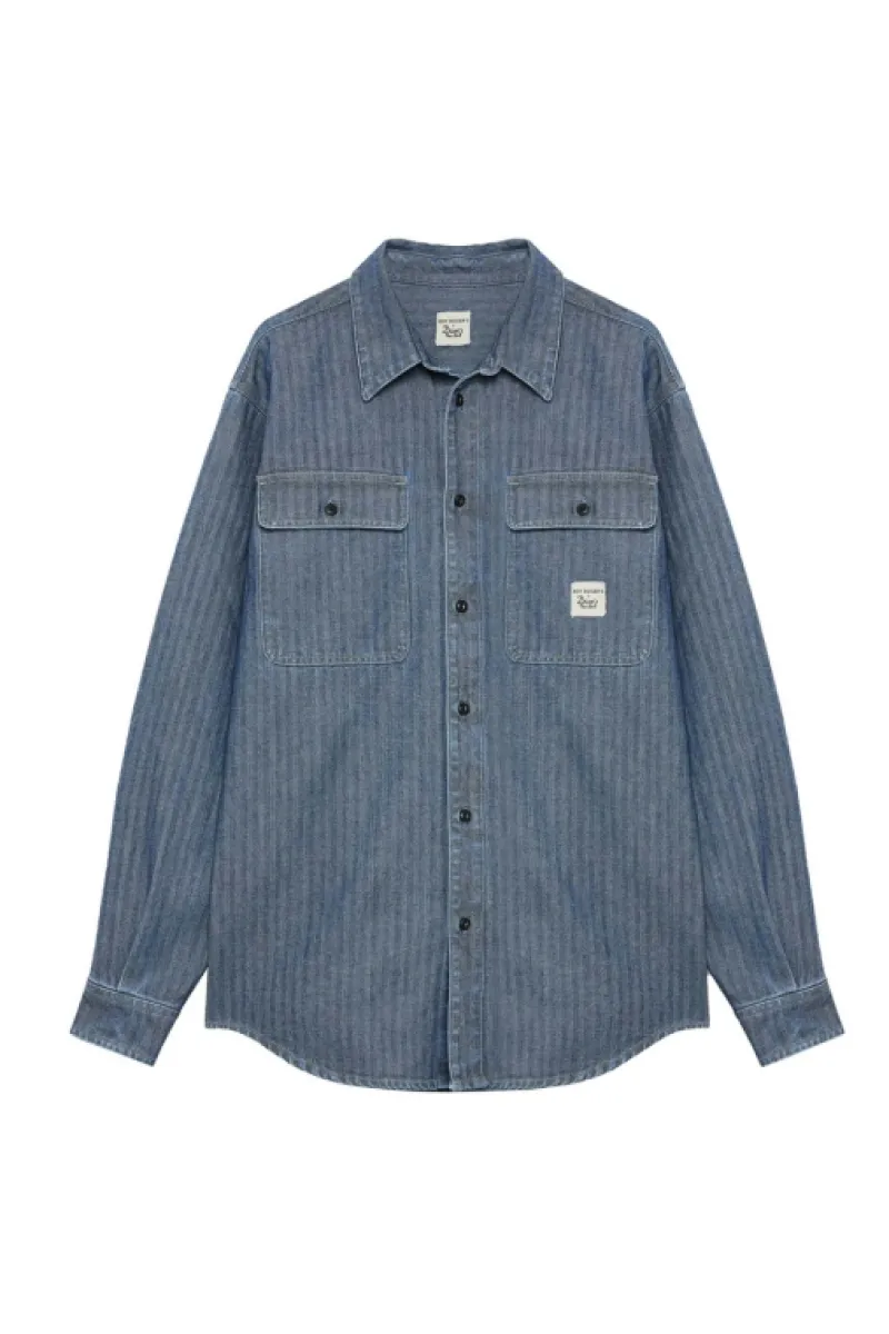 Roy Rogers Roy Roger's X Dave's Ny | Camicie>Camicia Time Off Roy Roger's X Dave's Ny In Cotone Riciclato BLU