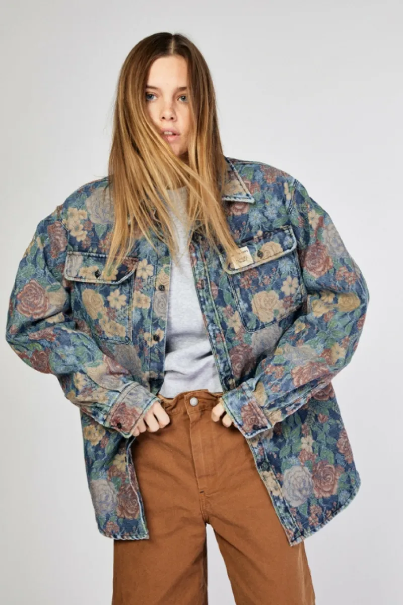 Roy Rogers Roy Roger's X Dave's Ny | Camicie>Camicia Time Off Roy Roger's X Dave's Ny In Jacquard Tapestry BLU