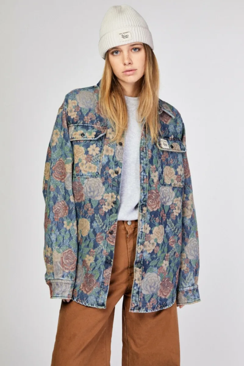 Roy Rogers Roy Roger's X Dave's Ny | Camicie>Camicia Time Off Roy Roger's X Dave's Ny In Jacquard Tapestry BLU