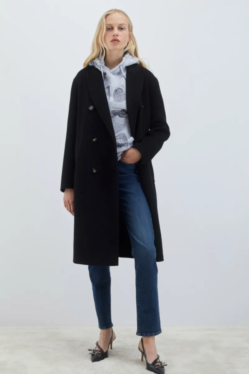 Roy Rogers Capispalla>Cappotto Doppiopetto In Lana NERO