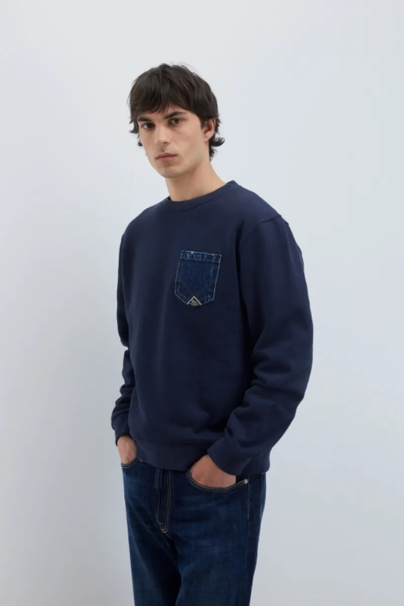 felpa_pocket_girocollo_brushed_4.webp Roy Rogers Maglieria E Felpe>Felpa Pocket Girocollo Brushed BLU