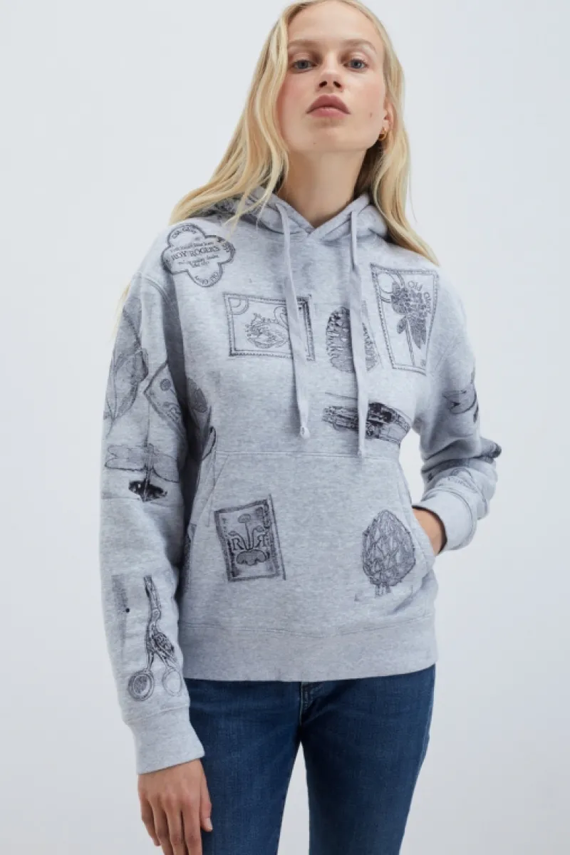 Roy Rogers Maglieria E Felpe>Felpa Roy Roger's Block Print Con Cappuccio GRIGIO