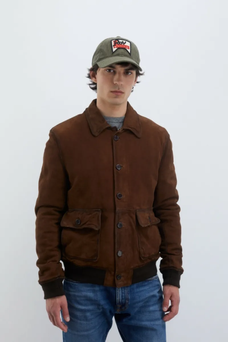 Roy Rogers Capispalla>Giacca Newman In Suede Vintage MARRONE