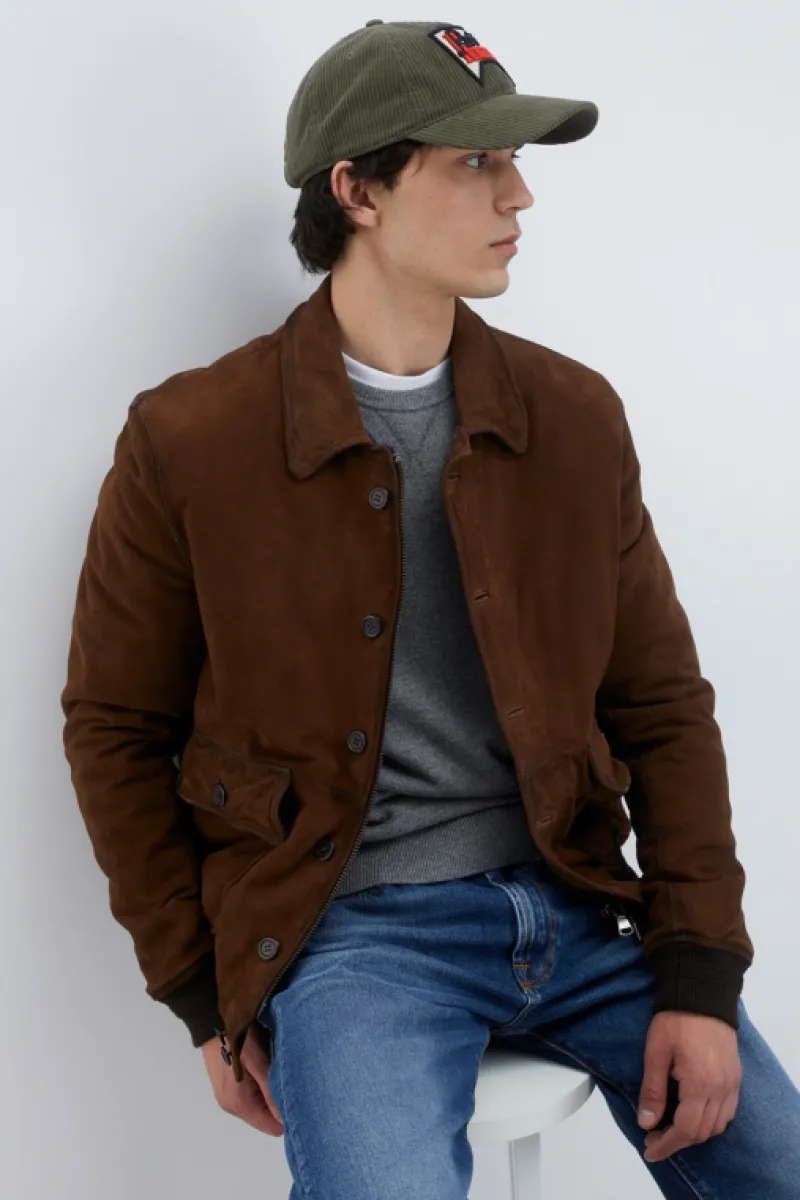 Roy Rogers Capispalla>Giacca Newman In Suede Vintage MARRONE
