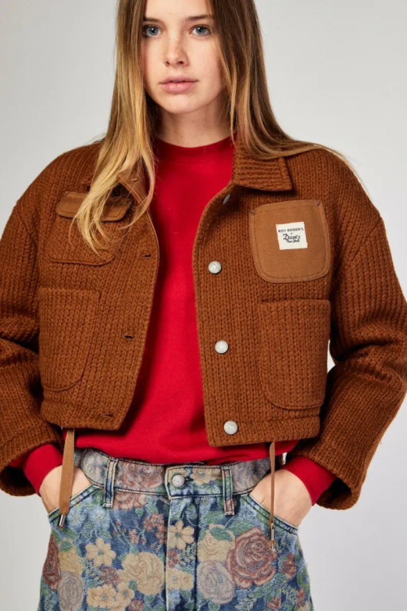 Roy Rogers Roy Roger's X Dave's Ny | Capispalla>Giacca Work Crop Roy Roger's X Dave's Ny In Lana MARRONE