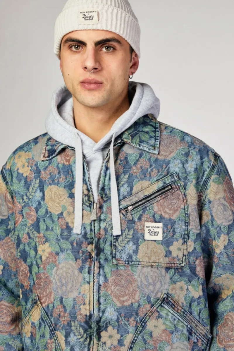 Roy Rogers Roy Roger's X Dave's Ny | Capispalla>Giacca Work Roy Roger's X Dave's Ny In Jacquard Tapestry BLU