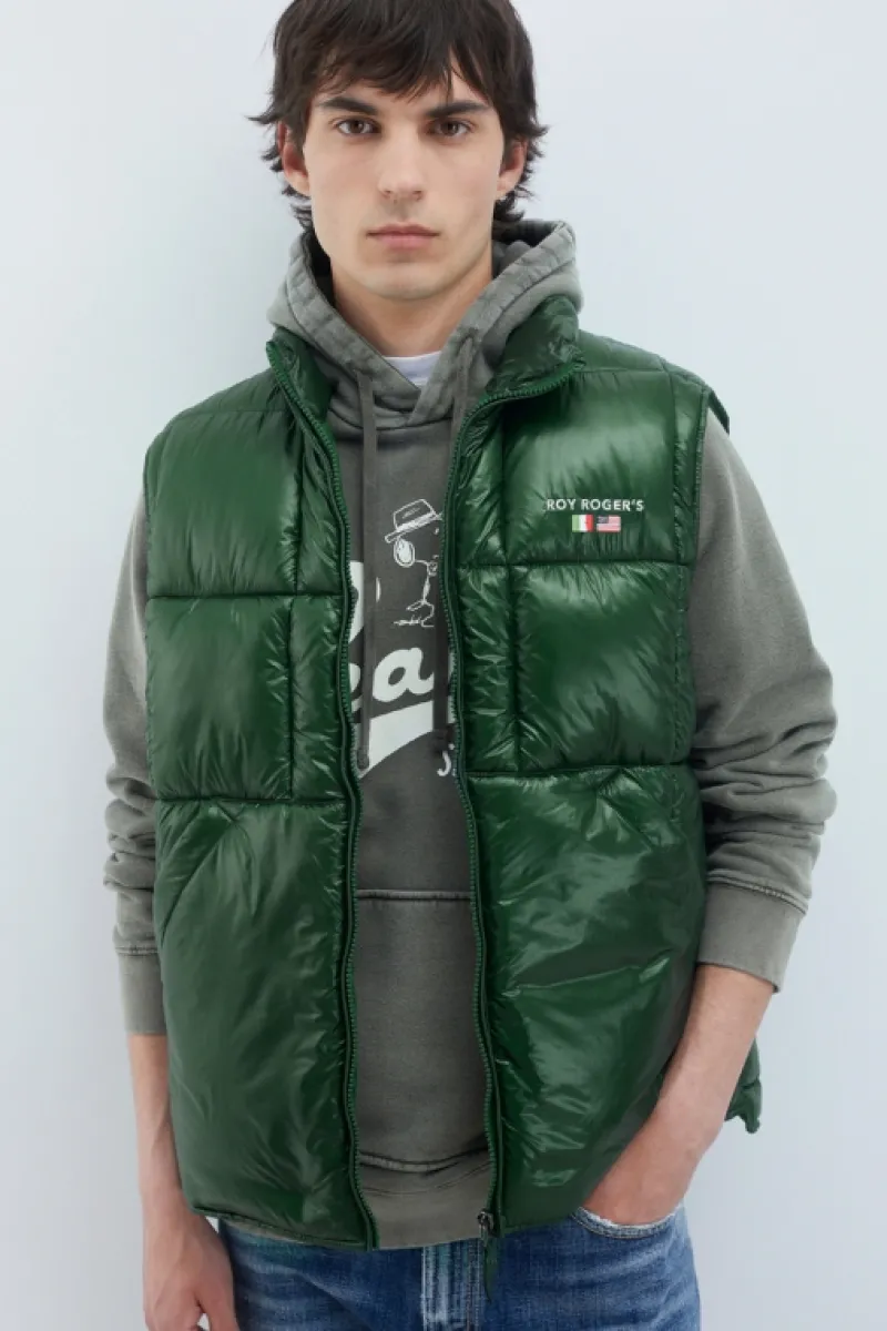 Roy Rogers Capispalla>Gilet In Nylon Ripstop VERDE