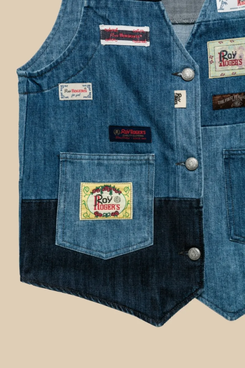 gilet_patchwork_th_denim_rinse_4.webp Roy Rogers Capispalla>Gilet Patchwork 70th Denim Rinse BLU