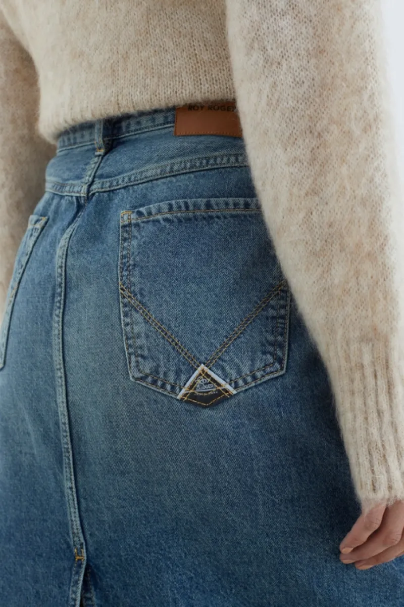 Roy Rogers Pantaloni E Gonne>Gonna Jinny In Denim Iconic BLU