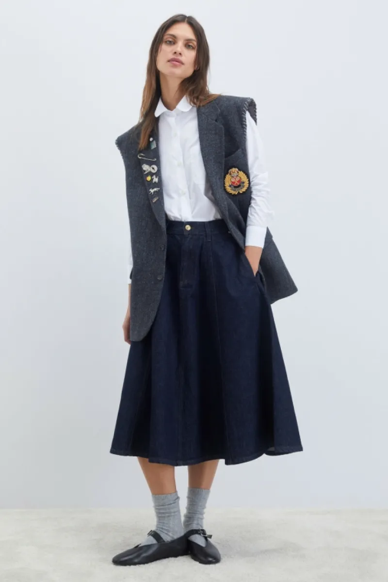 Roy Rogers Pantaloni E Gonne>Gonna Loren Denim Rinse BLU