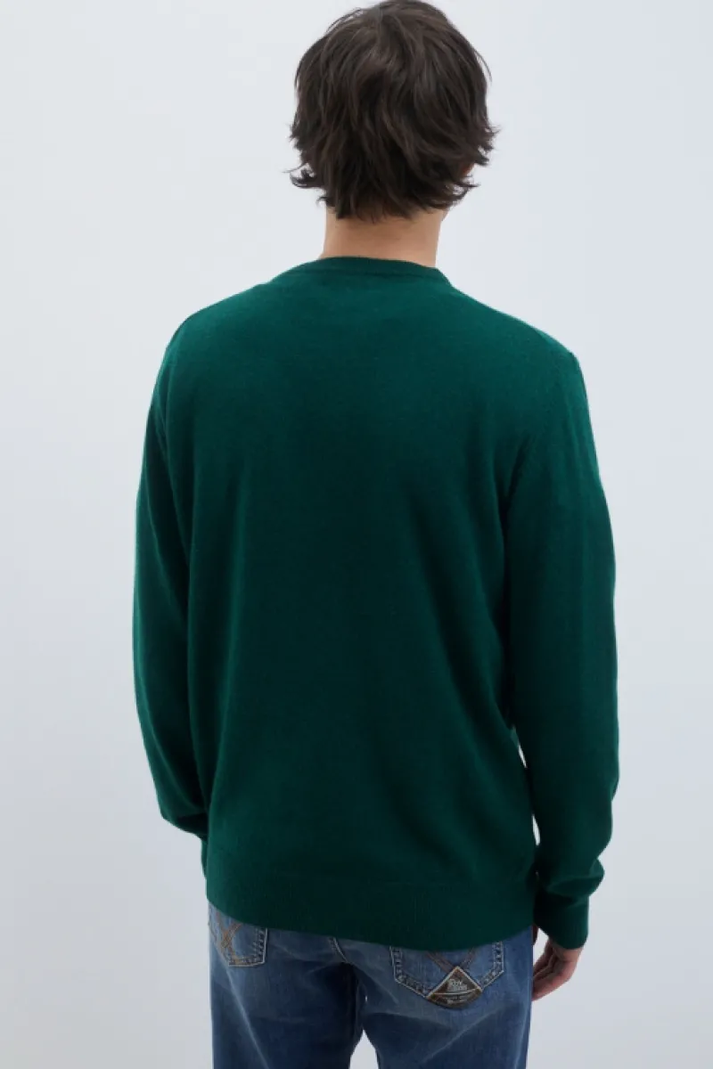 maglia_girocollo_in_lana_e_cashmere_fin_3.webp Roy Rogers Maglieria E Felpe>Maglia Girocollo In Lana E Cashmere Fin.12 VERDE