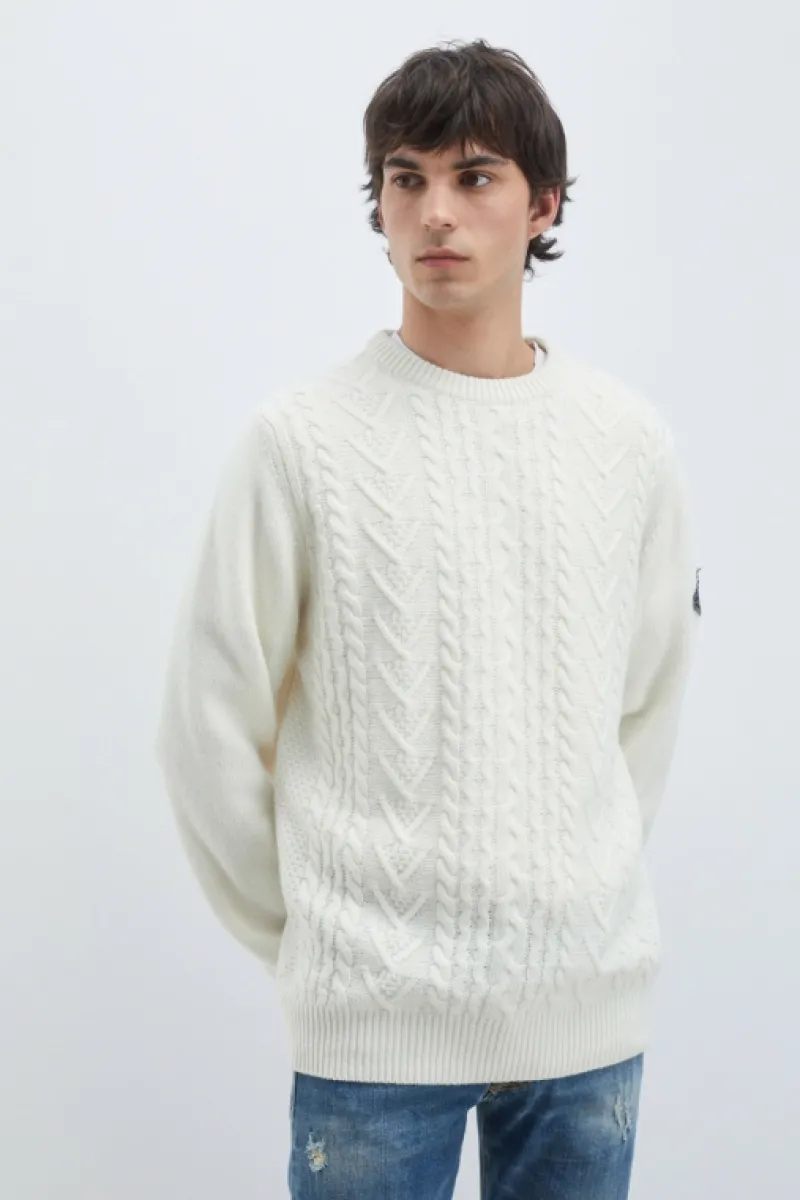 maglia_girocollo_in_lana_e_cashmere_fisherman_2.webp Roy Rogers Maglieria E Felpe>Maglia Girocollo In Lana E Cashmere Fisherman BIANCO