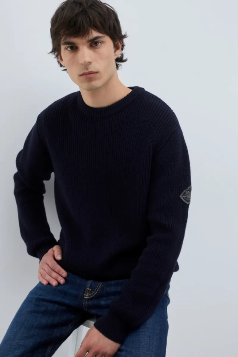 Roy Rogers Maglieria E Felpe>Maglia Girocollo In Lana Punto Inglese BLU