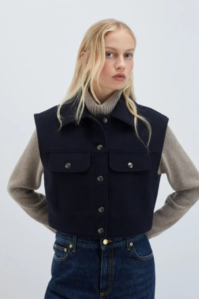 Roy Rogers Capispalla>Mini Gilet Melton BLU