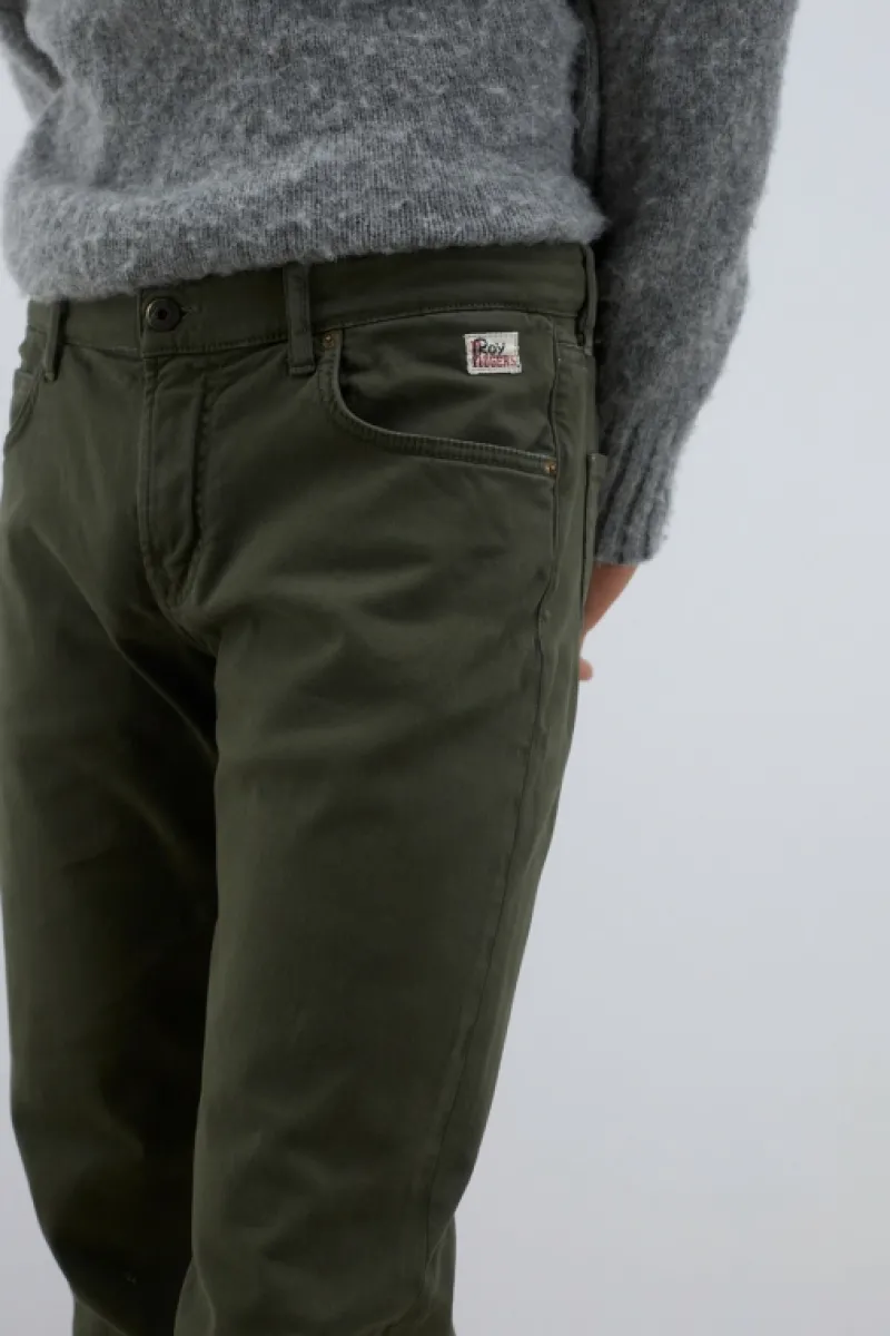 Roy Rogers Pantaloni>Pantalone 517 Plain In Gabardina VERDE