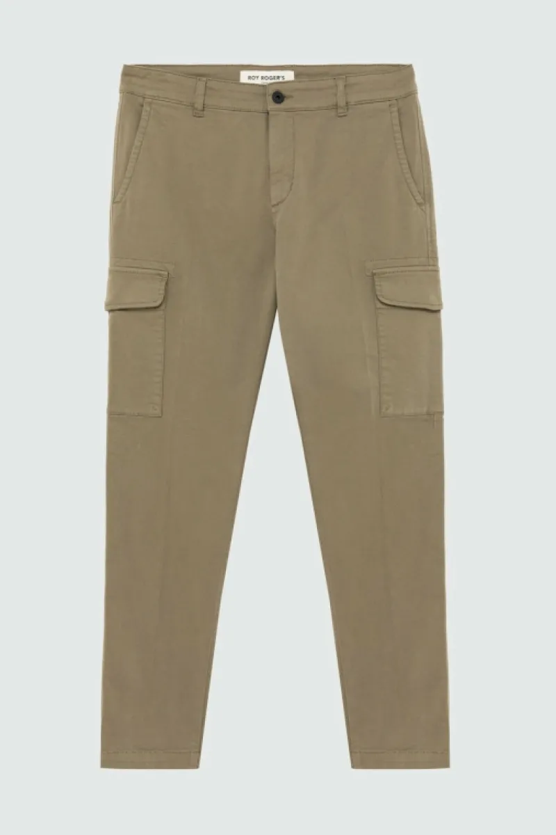 Roy Rogers Pantaloni>Pantalone City Cargo In Gabardina VERDE