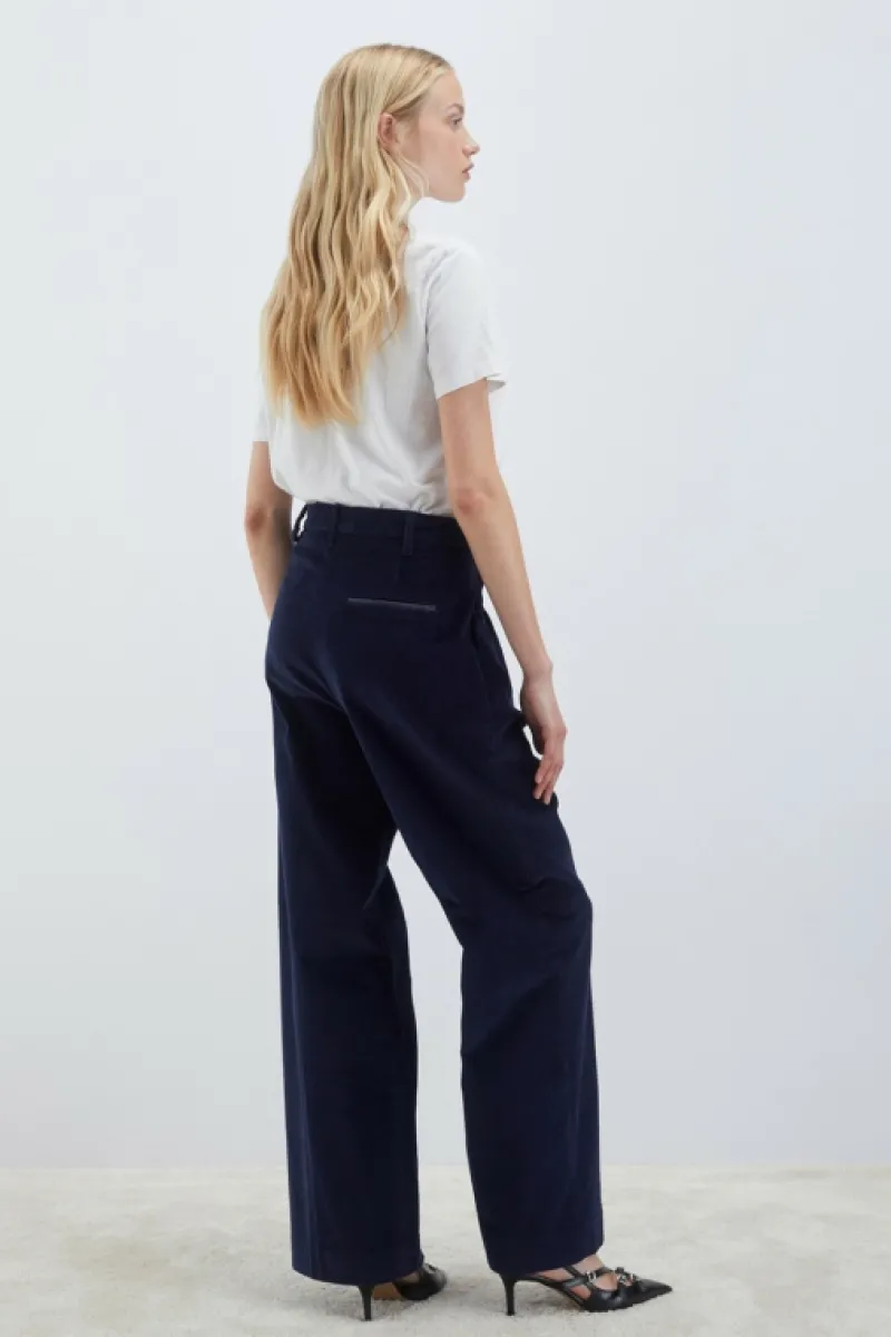 pantalone_dad_in_velluto_3.webp Roy Rogers Pantaloni E Gonne>Pantalone Dad In Velluto BLU