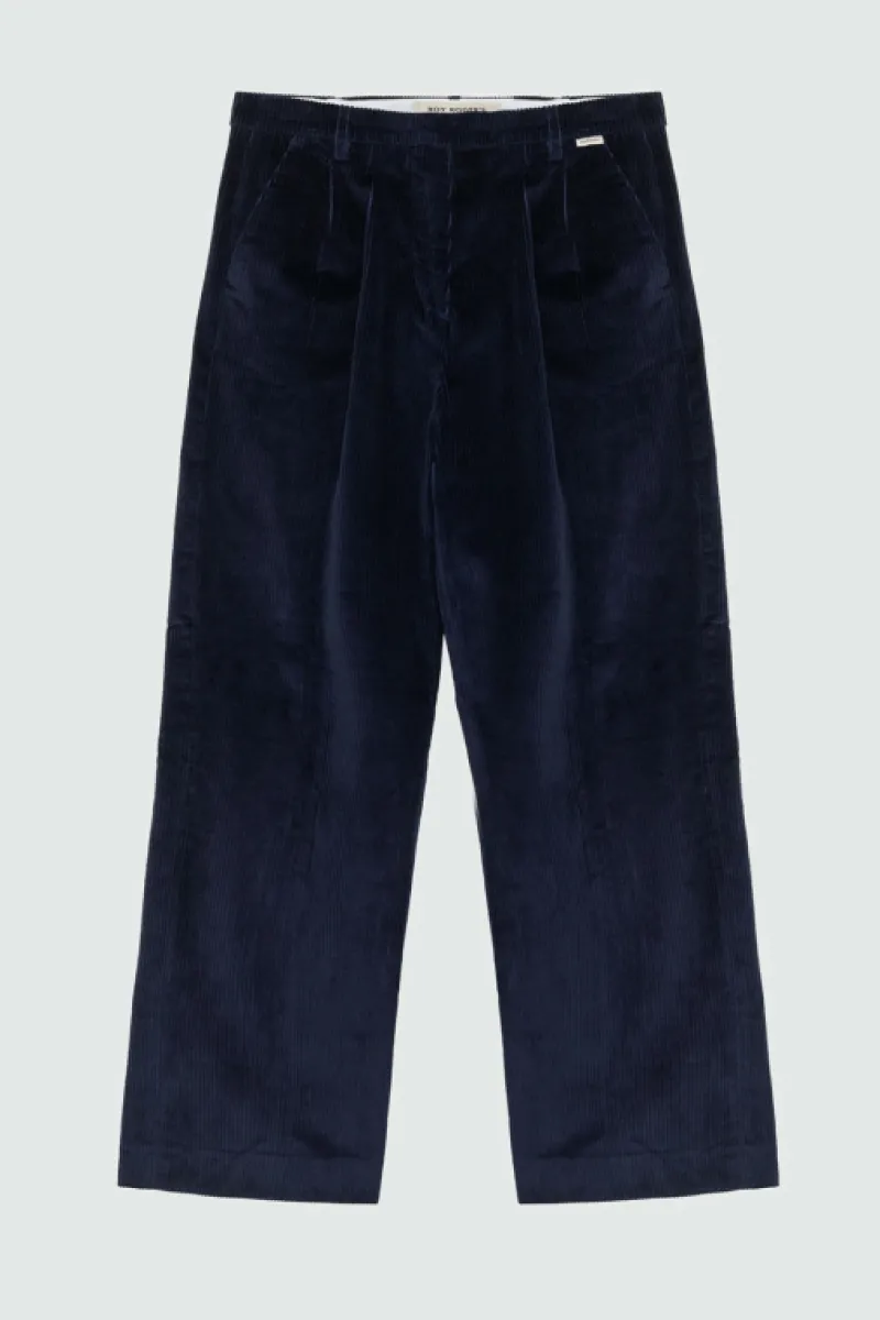 pantalone_dad_in_velluto_5.webp Roy Rogers Pantaloni E Gonne>Pantalone Dad In Velluto BLU