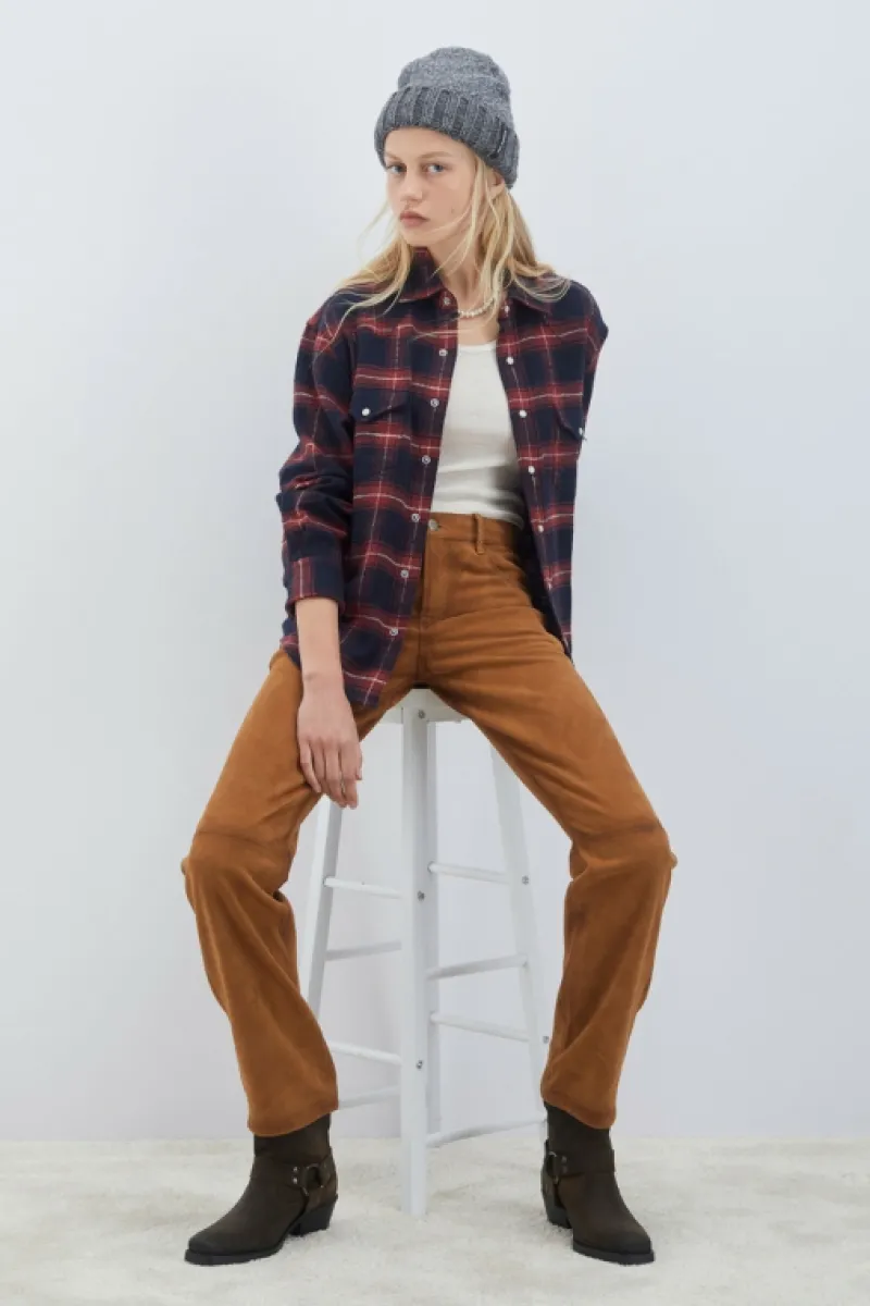 Roy Rogers Pantaloni E Gonne>Pantalone Sofia In Suede Vintage MARRONE