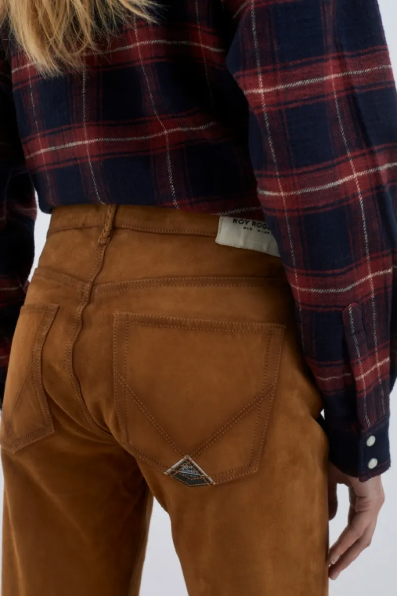 Roy Rogers Pantaloni E Gonne>Pantalone Sofia In Suede Vintage MARRONE
