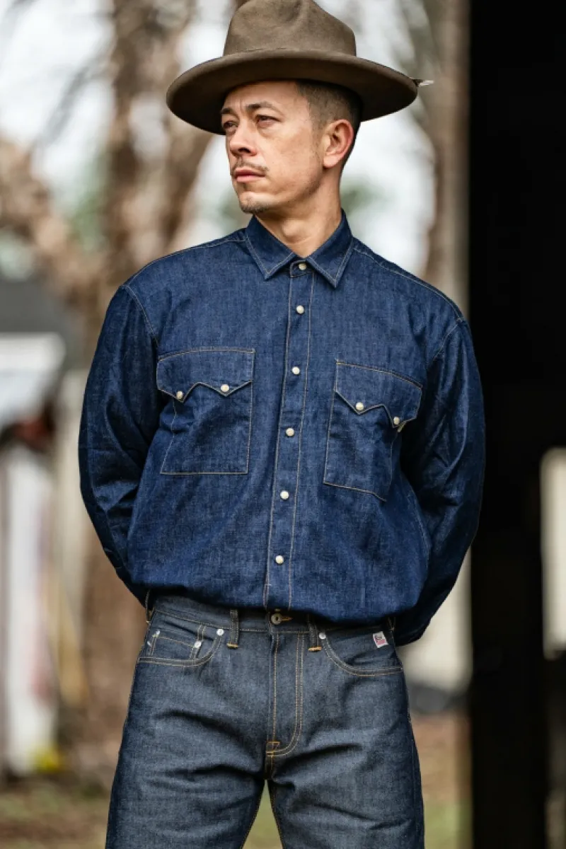 rodeo_man_jap_selvedge_denim_rinse_2.webp Roy Rogers Selvedge Bar | Camicie>Rodeo Man Jap Selvedge Denim Rinse BLU
