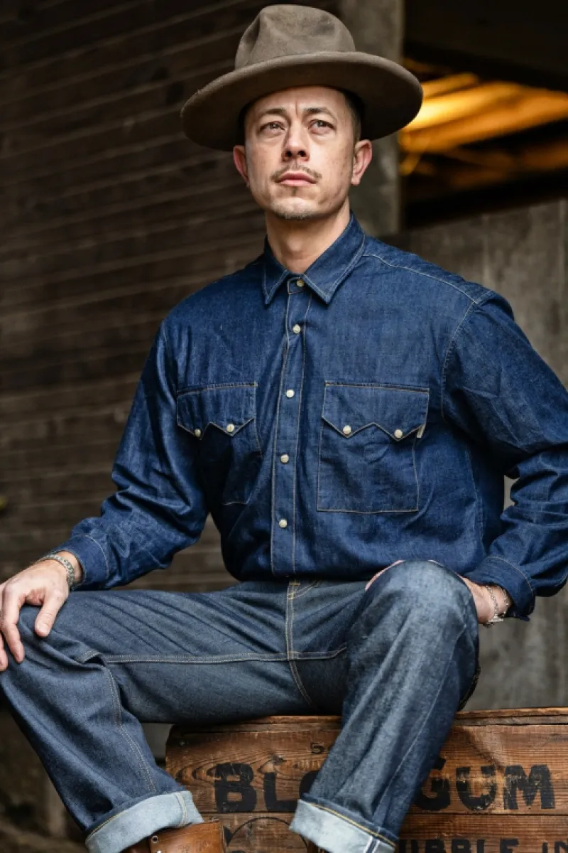 rodeo_man_jap_selvedge_denim_rinse_6.webp Roy Rogers Selvedge Bar | Camicie>Rodeo Man Jap Selvedge Denim Rinse BLU
