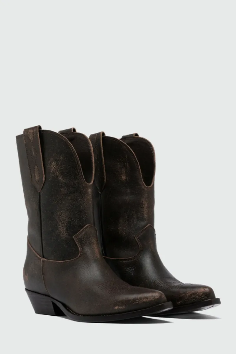 Roy Rogers Scarpe>Texano Capalbio In Pelle Vintage NERO