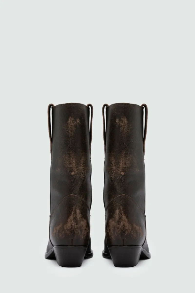 Roy Rogers Scarpe>Texano Capalbio In Pelle Vintage NERO