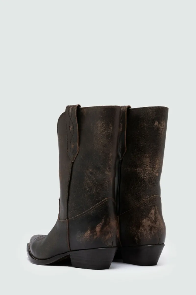 Roy Rogers Scarpe>Texano Capalbio In Pelle Vintage NERO