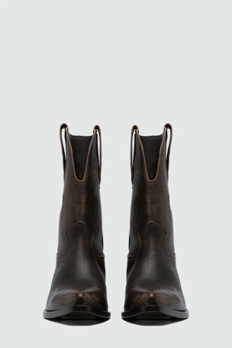 Roy Rogers Scarpe>Texano Capalbio In Pelle Vintage NERO