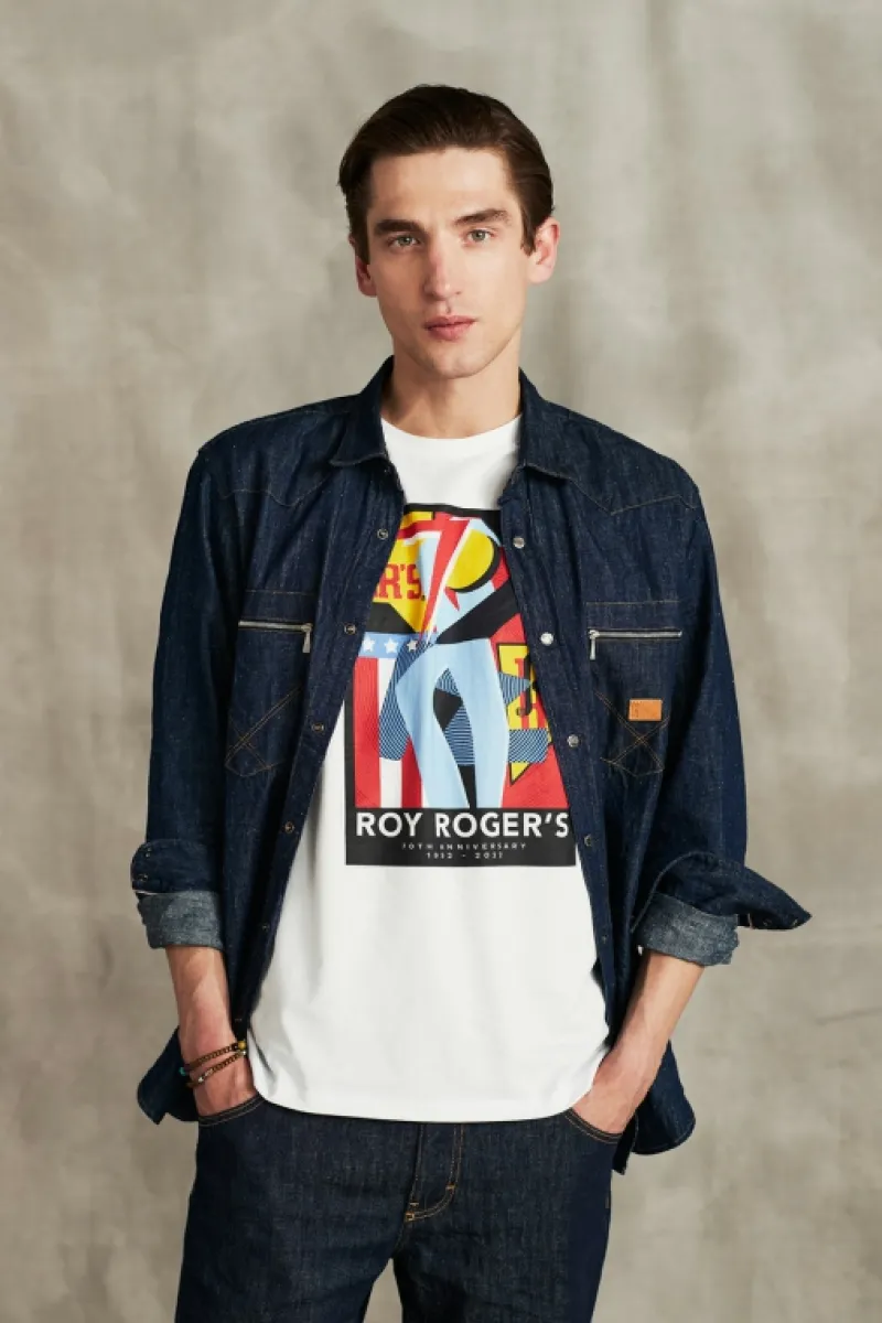 Roy Rogers Polo E T-shirts>T-shirt 70th In Jersey BIANCO